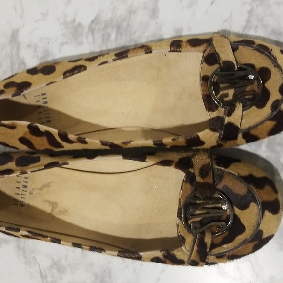 STUART WEITZMAN leopard print calf hair flat with signature hardware size 8m - Picture 2 of 4